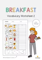 Aperçu - Fiches - Breakfast / Petit-déjeuner: Vocabulary Worksheet 2 (Fiche d'exercices d'anglais) - Page de couverture