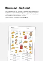 Aperçu - Cartes d'exercices - Breakfast / Petit-déjeuner: How many? – Worksheet (Fiche d'exercices d'anglais) - Page 1