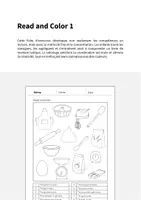 Aperçu - Cartes d'exercices - Baking / Cuisson: Read and Color 1 (Fiche d'exercices d'anglais) - Page 1