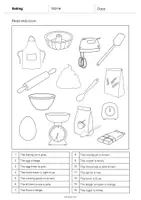 Aperçu - Cartes d'exercices - Baking / Cuisson: Read and Color 1 (Fiche d'exercices d'anglais) - Page 2
