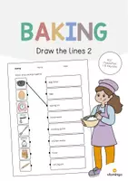Aperçu - Cartes d'exercices - Baking / Cuisson: Draw the lines 2 (Fiche d'exercices d'anglais) - Page de couverture