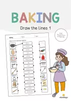 Aperçu - Cartes d'exercices - Baking / Cuisson: Draw the lines 1 (Fiche d'exercices d'anglais) - Page de couverture