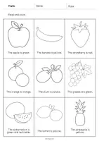 Aperçu - Cartes d'exercices - Fruits: Read and Color 2 (Fiche d'exercices d'anglais) - Page 2