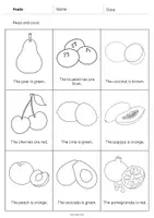 Aperçu - Cartes d'exercices - Fruits: Read and Color 2 (Fiche d'exercices d'anglais) - Page 3