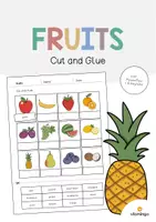 Aperçu - Matériel pour travaux manuels / dessin - Fruits: Cut and Glue (Fiche d'exercices d'anglais) - Page de couverture
