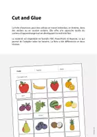 Aperçu - Matériel pour travaux manuels / dessin - Fruits: Cut and Glue (Fiche d'exercices d'anglais) - Page 1