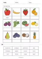 Aperçu - Matériel pour travaux manuels / dessin - Fruits: Cut and Glue (Fiche d'exercices d'anglais) - Page 2