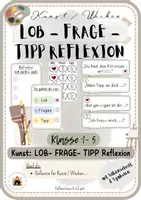 Vorschau - Fördermaterial/Inklusion - LOB - Frage - Tipp Reflexion: Kunst Kriterien Ablauf Satzstarter - Deckblatt