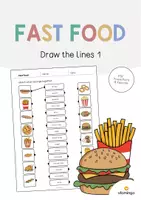 Aperçu - Cartes d'exercices - Fast Food / Restauration rapide: Draw the lines 1 (Fiche d'exercices d'anglais) - Page de couverture