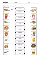Aperçu - Cartes d'exercices - Fast Food / Restauration rapide: Draw the lines 1 (Fiche d'exercices d'anglais) - Page 2