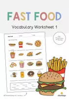 Aperçu - Fiches - Fast Food / Restauration rapide: Vocabulary Worksheet 1 (Fiche d'exercices d'anglais) - Page de couverture