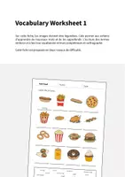 Aperçu - Fiches - Fast Food / Restauration rapide: Vocabulary Worksheet 1 (Fiche d'exercices d'anglais) - Page 1