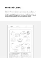Aperçu - Cartes d'exercices - Fast Food / Restauration rapide: Read and Color 1 (Fiche d'exercices d'anglais) - Page 1