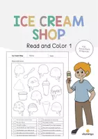 Aperçu - Cartes d'exercices - Ice Cream Shop / Glacier: Read and Color 1 (Fiche d'exercices d'anglais) - Page de couverture
