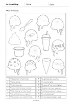 Aperçu - Cartes d'exercices - Ice Cream Shop / Glacier: Read and Color 1 (Fiche d'exercices d'anglais) - Page 2