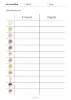 Aperçu - Fiches - Ice Cream Shop / Glacier: Vocabulary Worksheet 3 (Fiche d'exercices d'anglais) - Page 3