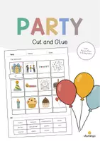 Aperçu - Matériel pour travaux manuels / dessin - Party / Fête: Cut and Glue (Fiche d'exercices d'anglais) - Page de couverture