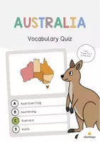 Aperçu - Jeux - Australia / Australie: Vocabulary Quiz (Jeu de questions pour le cours d'anglais) - Page de couverture