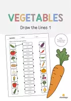 Aperçu - Cartes d'exercices - Vegetables / Légumes: Draw the lines 1 (Fiche d'exercices d'anglais) - Page de couverture