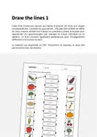 Aperçu - Cartes d'exercices - Vegetables / Légumes: Draw the lines 1 (Fiche d'exercices d'anglais) - Page 1