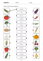 Aperçu - Cartes d'exercices - Vegetables / Légumes: Draw the lines 1 (Fiche d'exercices d'anglais) - Page 2