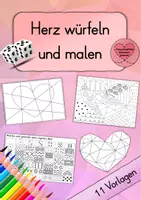 Vorschau - Mal- und Bastelvorlagen - Herz würfeln und malen zum Muttertag / Vatertag - Deckblatt