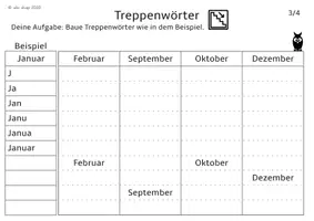 Vorschau - Arbeitsblätter - Mit Treppenwörtern Rechtschreibung trainieren - Seite 1