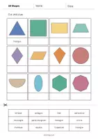 Aperçu - Matériel pour travaux manuels / dessin - 2D Shapes / Formes 2D: Cut and Glue (Fiche d'exercices d'anglais) - Page 2