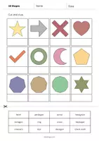 Aperçu - Matériel pour travaux manuels / dessin - 2D Shapes / Formes 2D: Cut and Glue (Fiche d'exercices d'anglais) - Page 3
