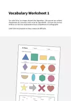 Aperçu - Fiches - 2D Shapes / Formes 2D: Vocabulary Worksheet 1 (Fiche d'exercices d'anglais) - Page 1
