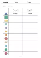 Aperçu - Fiches - 2D Shapes / Formes 2D: Vocabulary Worksheet 3 (Fiche d'exercices d'anglais) - Page 2