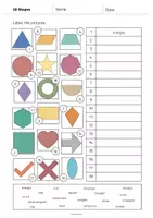 Aperçu - Fiches - 2D Shapes / Formes 2D: Vocabulary Worksheet 2 (Fiche d'exercices d'anglais) - Page 3