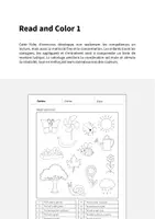 Aperçu - Cartes d'exercices - Garden / Jardin: Read and Color 1 (Fiche d'exercices d'anglais) - Page 1