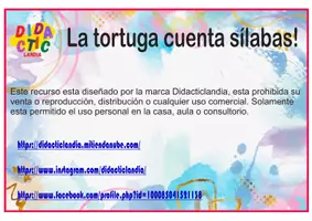Vista previa - Hojas de trabajo - La tortuga cuenta sílabas - página 1