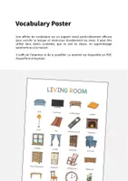 Aperçu - Affichage - Living Room / Salon: Vocabulary Poster (Affiche pour le cours d'anglais) - Page 1