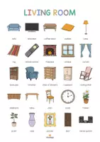 Aperçu - Affichage - Living Room / Salon: Vocabulary Poster (Affiche pour le cours d'anglais) - Page 3