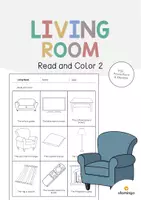 Aperçu - Cartes d'exercices - Living Room / Salon: Read and Color 2 (Fiche d'exercices d'anglais) - Page de couverture