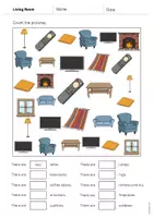 Aperçu - Cartes d'exercices - Living Room / Salon: How many? – Worksheet (Fiche d'exercices d'anglais) - Page 3