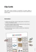 Aperçu - Cartes / Images - Bedroom / Chambre: Clip Cards (Cartes à pince pour le cours d'anglais) - Page 1