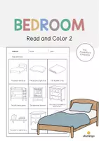 Aperçu - Cartes d'exercices - Bedroom / Chambre: Read and Color 2 (Fiche d'exercices d'anglais) - Page de couverture