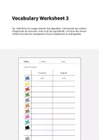 Aperçu - Fiches - Colours / Couleurs: Vocabulary Worksheet 3 (Fiche d'exercices d'anglais) - Page 1