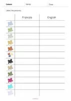 Aperçu - Fiches - Colours / Couleurs: Vocabulary Worksheet 3 (Fiche d'exercices d'anglais) - Page 3