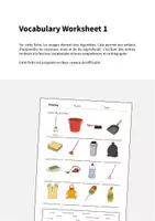 Aperçu - Fiches - Cleaning / Nettoyage: Vocabulary Worksheet 1 (Fiche d'exercices d'anglais) - Page 1