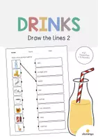 Aperçu - Cartes d'exercices - Drinks / Boissons: Draw the lines 2 (Fiche d'exercices d'anglais) - Page de couverture