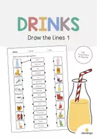Aperçu - Cartes d'exercices - Drinks / Boissons: Draw the lines 1 (Fiche d'exercices d'anglais) - Page de couverture