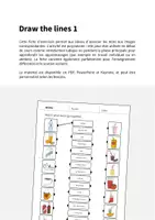 Aperçu - Cartes d'exercices - Drinks / Boissons: Draw the lines 1 (Fiche d'exercices d'anglais) - Page 1