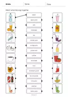 Aperçu - Cartes d'exercices - Drinks / Boissons: Draw the lines 1 (Fiche d'exercices d'anglais) - Page 2