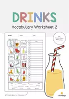 Aperçu - Fiches - Drinks / Boissons: Vocabulary Worksheet 2 (Fiche d'exercices d'anglais) - Page de couverture