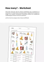 Aperçu - Cartes d'exercices - Drinks / Boissons: How many? – Worksheet (Fiche d'exercices d'anglais) - Page 1