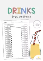 Aperçu - Cartes d'exercices - Drinks / Boissons: Draw the lines 3 (Fiche d'exercices d'anglais) - Page de couverture